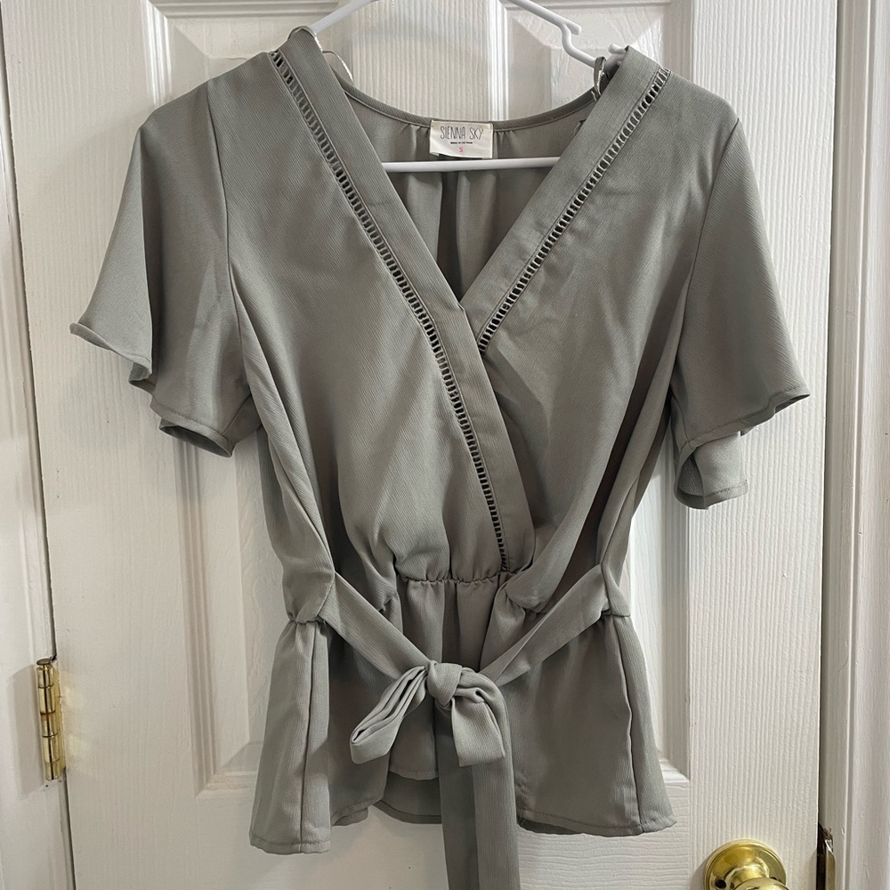 Tie peplum blouse